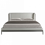 Кровать двуспальная серая с мягким изголовьем из экокожи и ткани Modern Look варинант исполнения - 3 | Loft Concept в Костроме