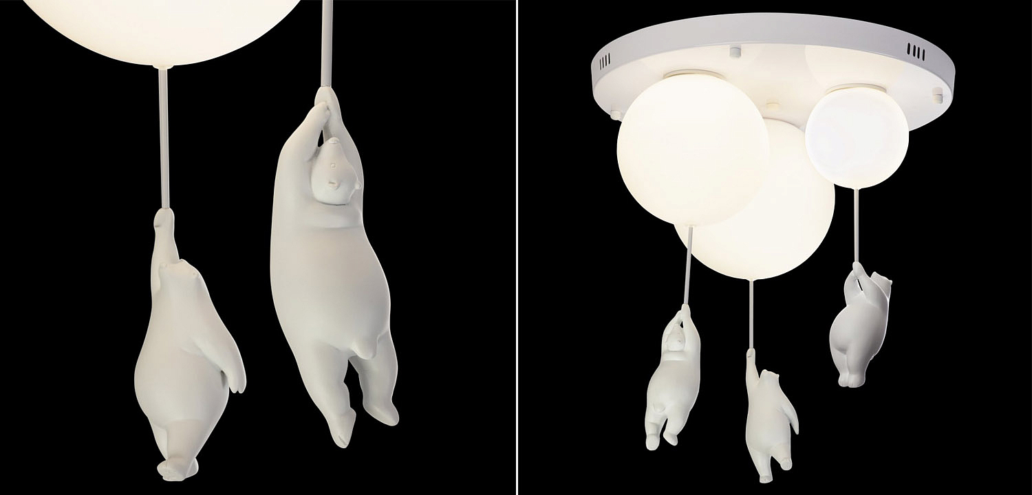 Потолочный светильник Teddy Trio мишка на шаре - Loft-Concept в Костроме