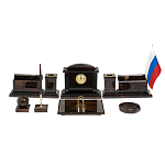 Настольный письменный набор с часами из природного камня обсидиана  Gift for Manager варинант исполнения - 1 | Loft Concept в Костроме
