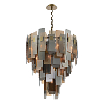 Люстра с многослойными стеклянными панелями янтарного и дымчатого цвета Textured Glass Chandelier варинант исполнения - 3 | Loft Concept в Костроме