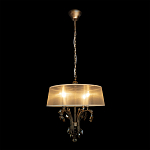 Люстра подвесная круглая с тканевым полупрозрачным абажуром и подвесками 4 лампы Gilded Elegance варинант исполнения - 1 | Loft Concept в Костроме