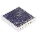 Таблетница карманная квадратная с 4-мя отделениями с зеркалом и накладкой из натурального камня Содалит Silver Stone Pillboxes варинант исполнения - 1 | Loft Concept в Костроме