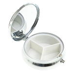 Таблетница карманная круглая с 3-мя отделениями с зеркалом и накладкой из натурального камня Апатит Желтый Silver Stone Pillboxes варинант исполнения - 2 | Loft Concept в Костроме