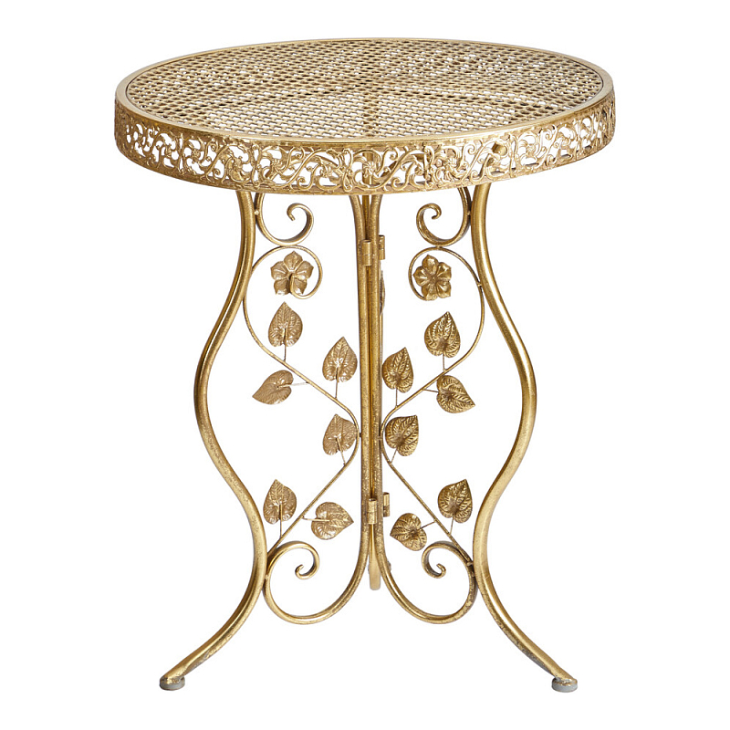 Столик приставной золотистый с орнаментом на столешнице Tanzania Золотой в Костроме | Loft Concept 