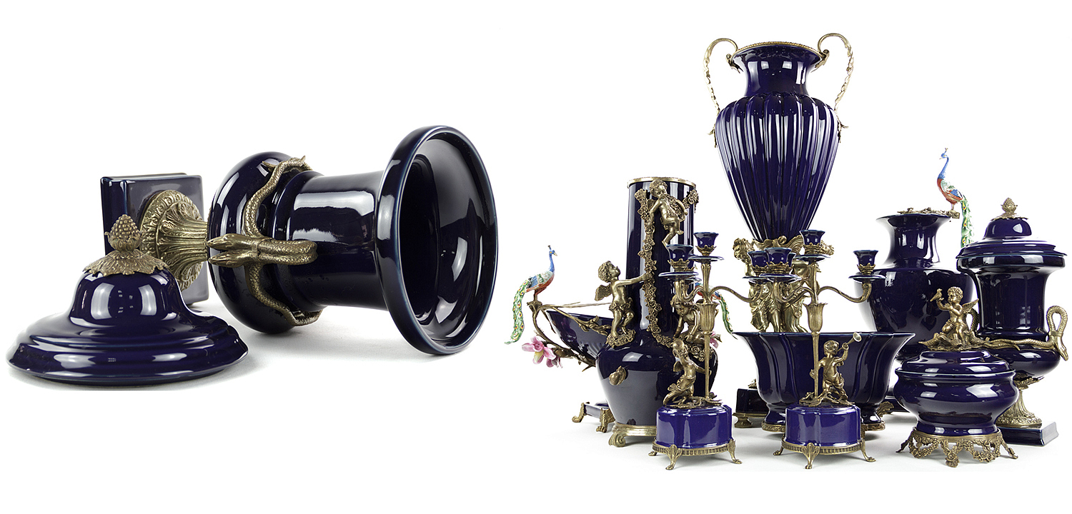 Ваза Selenia Blue Vase Bronze Serpents Ваза Selenia Blue Vase Bronze Serpents - Loft-Concept в Костроме