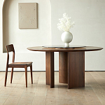 Стол обеденный круглый с двойной столешницей Walnut Wood Table варинант исполнения - 9 | Loft Concept в Костроме