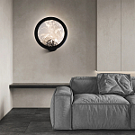 Светодиодное бра круглой формы с металлической рамой черного цвета Marble Glow варинант исполнения - 3 | Loft Concept в Костроме