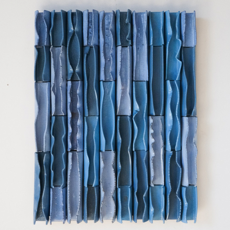 Объемное Панно Vertical Blue Rhythmic Waves Синий в Костроме | Loft Concept 