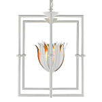 Люстра белая прямоугольная с абажурами в виде цветков тюльпана White Tulips варинант исполнения - 3 | Loft Concept в Костроме