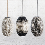 Подвесной светильник вертикальной овальной формы украшенный белыми круглыми бусинами Gradient Oval Pendant Lamp White варинант исполнения - 6 | Loft Concept в Костроме