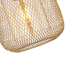 Подвесной светильник со стеклянным плафоном цилиндрической формы и металлической сеткой Metal Mesh Gold варинант исполнения - 4 | Loft Concept в Костроме