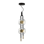 Подвесной светильник с черным основанием и золотистым декором Bruno Duo варинант исполнения - 2 | Loft Concept в Костроме