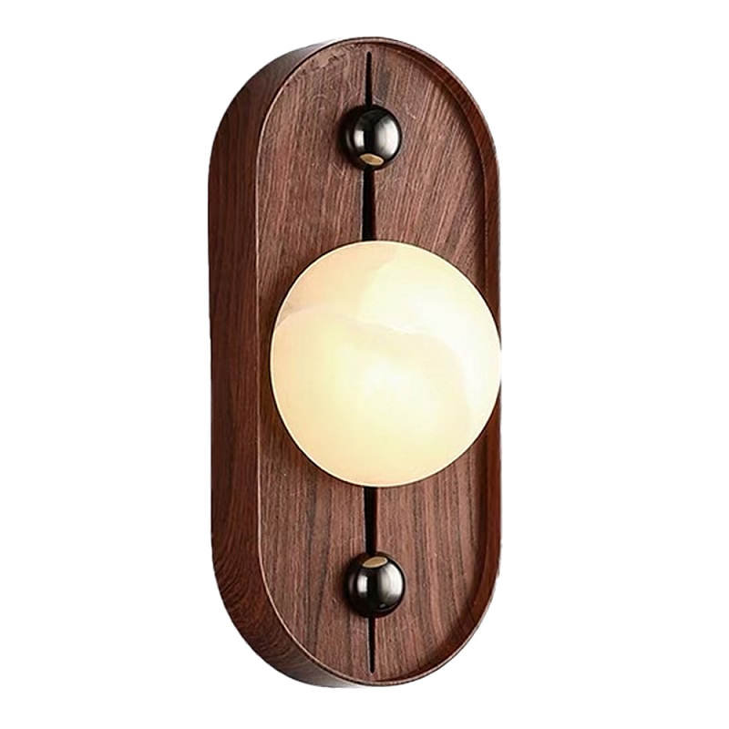 Настенный светильник овальный с деревянным основанием Wood Wall Lamp Коричневый Настенный светильник овальный с деревянным основанием Wood Wall Lamp Коричневый в Костроме | Loft Concept