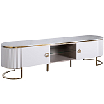 Тумба под телевизор белая овальная с мраморной столешницей Thoroughbass варинант исполнения - 1 | Loft Concept в Костроме