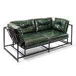 Диван Лофт Натуральная Винтажная кожа Зеленый Two Seat Encounter Leather Sofa варинант исполнения - 3 | Loft Concept в Костроме