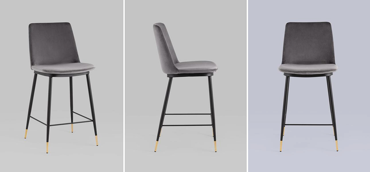 Полубарный Стул Melissa Chair Серый Велюр Полубарный Стул Melissa Chair Серый Велюр - Loft-Concept в Костроме