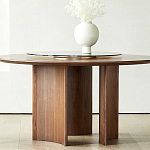 Стол обеденный круглый с двойной столешницей Walnut Wood Table варинант исполнения - 4 | Loft Concept в Костроме