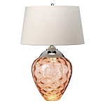 Настольная лампа с фактурным стеклянным основанием красного цвета с хромированной деталью у горловины и белым абажуром из искусственного шёлка Elstead Lighting варинант исполнения - 1 | Loft Concept в Костроме