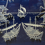 Картина ручная вышивка бисером Ночной пейзаж Night Boat Bay варинант исполнения - 4 | Loft Concept в Костроме