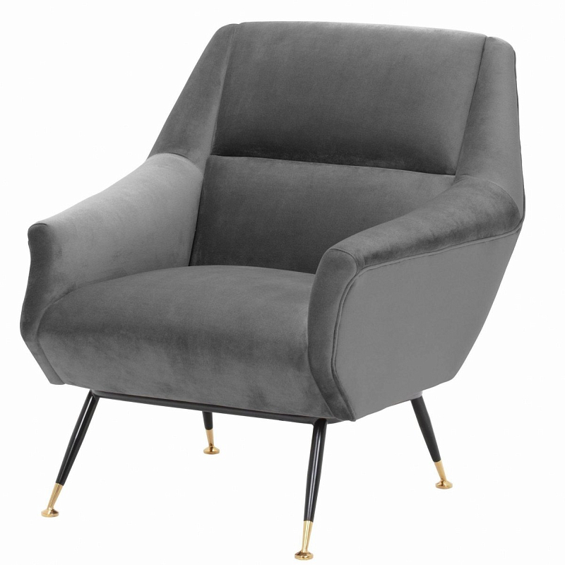 Кресло Eichholtz Chair Exile Grey Серый Латунь Черный Кресло Eichholtz Chair Exile Grey Серый Латунь Черный в Костроме | Loft Concept