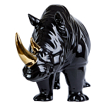 Статуэтка черный носорог с золотыми рогами Golden Horned Black Rhino варинант исполнения - 2 | Loft Concept в Костроме