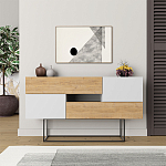 Комод c 2-мя белыми дверцами и 2-мя выдвижными ящиками цвета древесины EROS CONSOLE OAK WHITE варинант исполнения - 1 | Loft Concept в Костроме