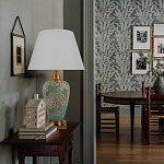 Настольная лампа бирюзовая с цветочным принтом Turquoise Flight варинант исполнения - 5 | Loft Concept в Костроме