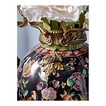 Ваза из фарфора черная с цветочной росписью и бронзовыми элементами Spring Garden варинант исполнения - 5 | Loft Concept в Костроме