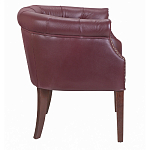 Кресло низкое из натуральной кожи на 4-х деревянных ножках из массива бука Chloe Leather Armchair vine варинант исполнения - 2 | Loft Concept в Костроме