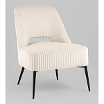 Кресло лаунж Бостон велюр рельефный молочный на черных ножках варинант исполнения - 1 | Loft Concept в Костроме