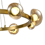 Люстра подвесная светодиодная с 9-ю круглыми плафонами коньячного цвета Iona Chandelier Brass  варинант исполнения - 3 | Loft Concept в Костроме