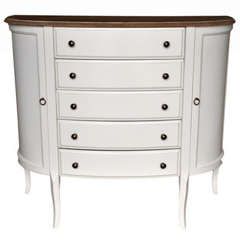 Комод полукруглый с ящиками и дверцами в стиле прованс Montmartre Provence Chest of Drawers Белый Орех Комод полукруглый с ящиками и дверцами в стиле прованс Montmartre Provence Chest of Drawers Белый Орех в Костроме | Loft Concept
