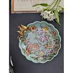 Блюдо из голубого фарфора с бронзовой птичкой Blue Garden варинант исполнения - 5 | Loft Concept в Костроме