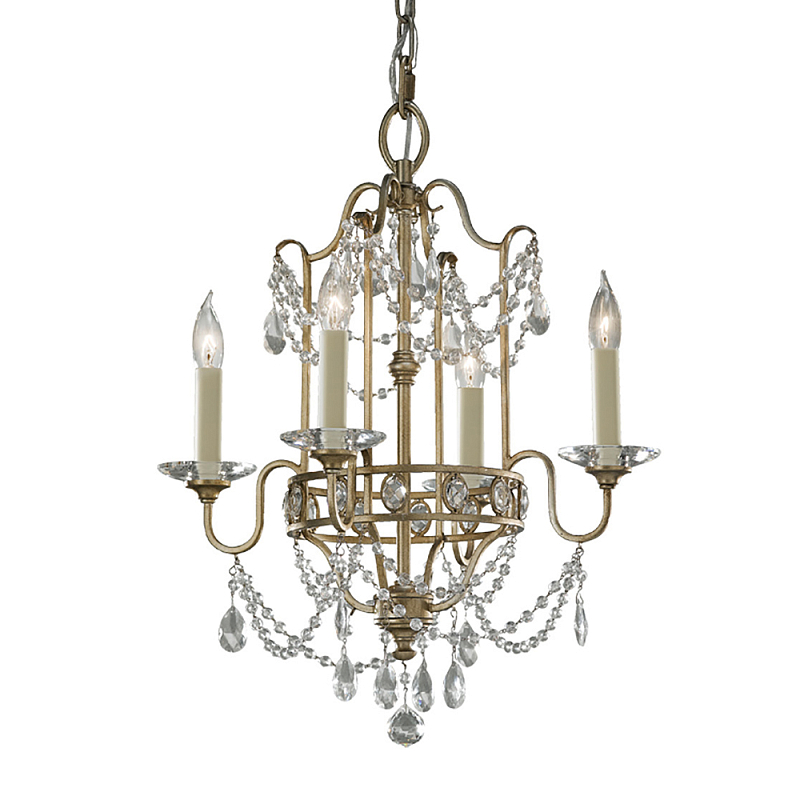 Люстра подвеная с 4-мя лампами и стеклянными подвесками в классическом стиле Feiss Серебряный Прозрачное Стекло в Костроме | Loft Concept 