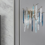 Бра с ветвистым каркасом из металла и подвесками из стекла Droplet Chandelier варинант исполнения - 1 | Loft Concept в Костроме