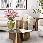 Дизайнерский журнальный стол с круглой столешницей на 3-х геометрических ножках Lehumod варинант исполнения - 3 | Loft Concept в Костроме