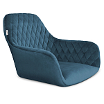 Барный стул со спинкой и подлокотниками на 4-х деревянных ножках Douglas Rhombus Синий Велюр варинант исполнения - 2 | Loft Concept в Костроме