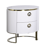 Тумбочка белая овальная с мраморной столешницей Thoroughbass варинант исполнения - 1 | Loft Concept в Костроме