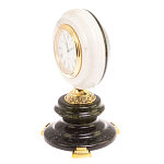 Часы настольные бронзовые из натуральных камней Мрамор и Змеевик Stone Clock варинант исполнения - 5 | Loft Concept в Костроме