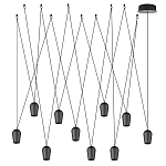 Подвесной светильник черными плафонами на длинных пересекающихся тросах Construction варинант исполнения - 7 | Loft Concept в Костроме