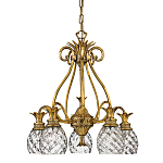 Люстра цвета латунь с 5-ю плафонами из рельефного стекла в форме ананаса Hinkley варинант исполнения - 1 | Loft Concept в Костроме