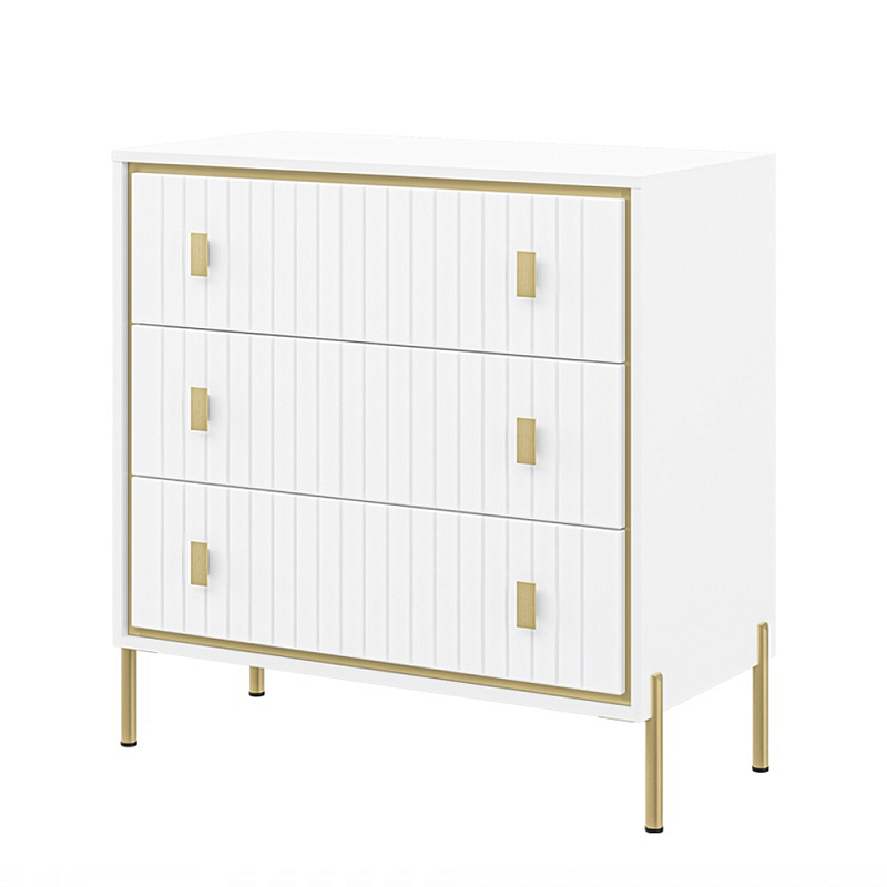 Комод белый глянцевый с тремя ящиками Antique Order Белый Золотой в Костроме | Loft Concept 