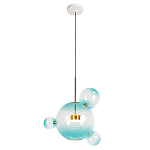 Подвесной светильник с прозрачными бирюзовыми стеклянными шарами и золотыми деталями Диаметр 43 Giopato & Coombes варинант исполнения - 1 | Loft Concept в Костроме