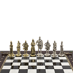 Шахматы в ларце из натуральных камней Долерит Малахит Мрамор Decorative Thematic Chess Русь варинант исполнения - 4 | Loft Concept в Костроме