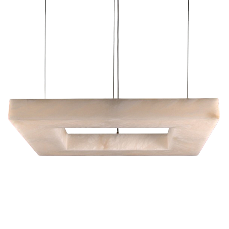 Люстра с квадратным каменным плафоном Calcite Square Light Латунь Белый Люстра с квадратным каменным плафоном Calcite Square Light Латунь Белый в Костроме | Loft Concept