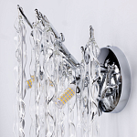 Бра цвета хром с ветвями и прозрачными стеклянными подвесками в виде вытянутых спиральных капель Droplet Chandelier варинант исполнения - 6 | Loft Concept в Костроме