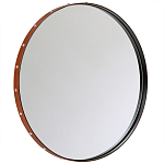 Зеркало овальное в металлической раме с кожаной отделкой Loft in Reflection варинант исполнения - 1 | Loft Concept в Костроме