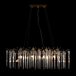 Люстра подвесная прямоугольная с бронзовыми акцентами и прозрачными стеклянными каплями Droplet Chandelier варинант исполнения - 2 | Loft Concept в Костроме