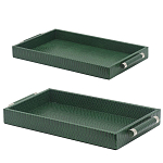 Комплект из двух прямоугольных подносов зеленого цвета Serpent варинант исполнения - 2 | Loft Concept в Костроме