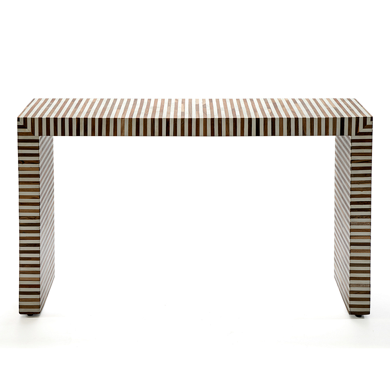 Консоль Дизайнерская Stripes Console Beige ivory ( слоновая кость ) Коричневый в Костроме | Loft Concept 